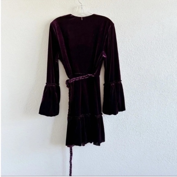 Misa Los Angeles Corrine Velvet Wrap Mini Dress Purple NWT - Picture 7 of 10